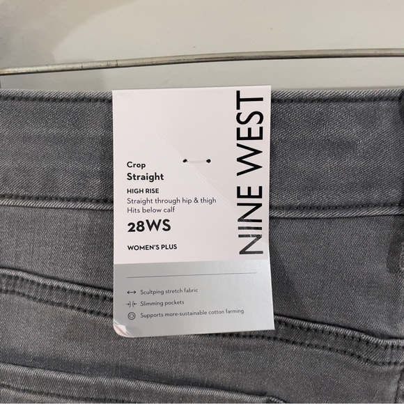 NWT Nine West Slimming High-Waisted Straight-Leg Crop Jeans - Gray, 28W Short - Picture 7 of 9